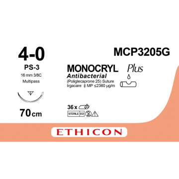 Sutura assorbibile ethicon monocryl - 4/0 ago 16 mm - conf. 12 pz.