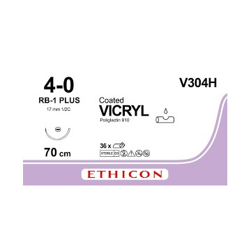 Sutura assorbibile ethicon vicryl - 4/0 ago 17 mm - conf. 36 pz.