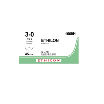 Sutura monofilamento ethicon ethilon - 3/0 ago 19 mm - conf. 36 pz.