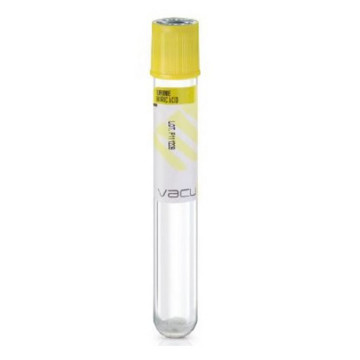 Provetta Urina Vacumed® 16 mm con Acido Borico per 10 ml di urina, tappo giallo, sterile conf. da 1200 pz