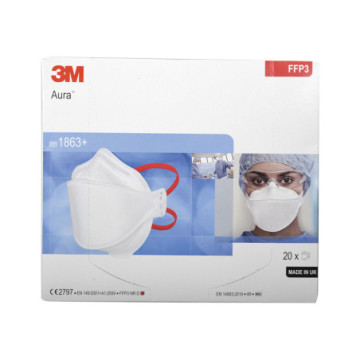 3M AURA 1863+ MASCHERINA RESPIRATORIA FFP3 IIR - Conf.20 pz.