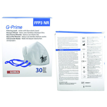 MASCHERINE FFP3 SENZA VALVOLA G-PRIME - CONF.30 PZ. - Elastici blu