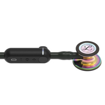 3m littmann stetoscopio core digital - 8572 - nero - finiture arcobaleno brillanti - 1 pz.