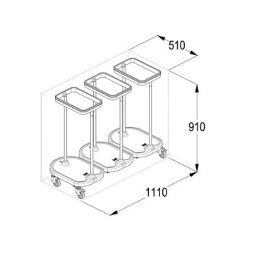 Carrello portasacco a pedale - 3 sacchi - 1 pz.