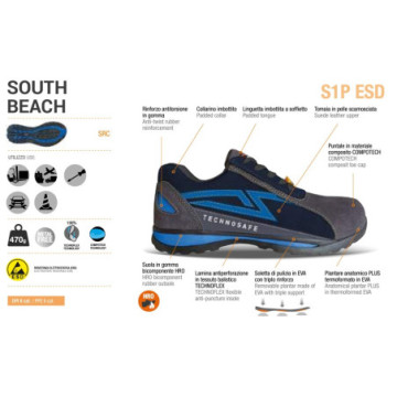 Scarpe antinfortunistica South Beach S1P ESD - TG.37 - blu