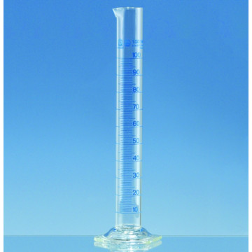 Cilindri graduati, vetro borosilicato 3.3, forma alta, classe A, graduazioni blu, capacità 25 ml, grad. 0,5 ml, tolleranza ±0,2