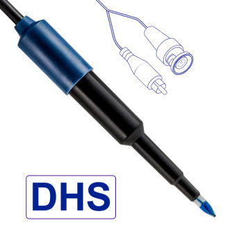 Elettrodo digitale di pH combinato con sensore di temperatura NTC e cavo fisso spina BNC+Cinch da 1 m 2 Pore F Temp DHS
