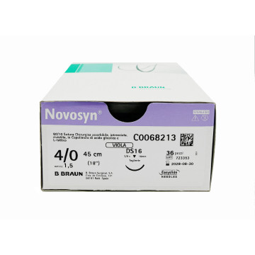 Novosyn suture assorbibili in poliglactina 910, ago 3/8 19mm, USP 3/0 - filo incolore 45 cm - conf.36