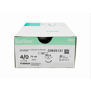 Dafilon suture non assorbibili in nylon, ago 3/8 di precisione 11mm, USP 6/0 - filo blu 45cm - conf.36