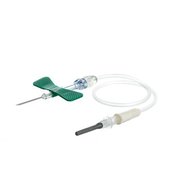 Ago a farfalla + adattatore con sicurezza Nipro 21G verde - tubo 190 mm sterile - Conf.50 pz