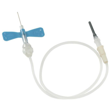 Ago a farfalla + adattatore con sicurezza Nipro 23G azzurro - tubo 190 mm sterile - Conf.50 pz