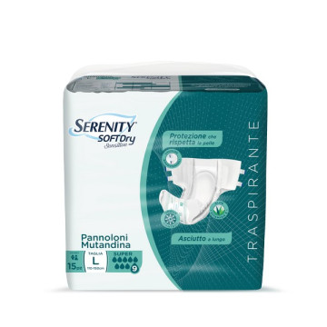 Pannoloni mutandina Serenity Softdry Sensitive Super - Taglia L - Conf.15 pz.