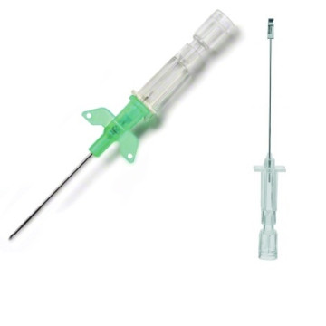 Introcan Safety PUR W Aghi cannula monovia di sicurezza con alette 18Gx45mm - verde - Conf.50 pz.