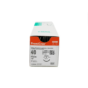 Premicron suture non assorbibili in poliestere tereftalato, ago 3/8 16mm, USP 4/0 - filo verde 75cm - conf.12 pz.