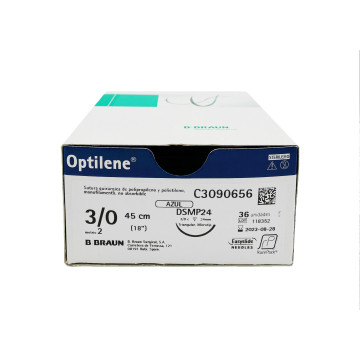 Optilene suture non assorbibili in polipropilene, ago doppio 3/8 cilindrico 13mm, USP 6/0 - filo blu 75cm - conf.36 pz.