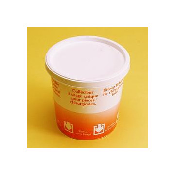 Vaso monouso in polistirolo antiurto per pezzi chirurgici con chiusura a tenuta 1000 ml serigrafato - Conf.180 pz.