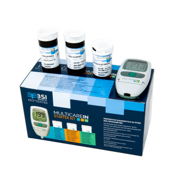 Multicare IN Starter kit misuratore di glicemia colesterolo trigliceridi + 10 strisce glucosio + 5 colesterolo + 5 trigliceridi