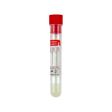 Provetta 12×86 mm in polipropilene con gel separatore e acceleratore, tappo rosso, con etichetta CF/1000