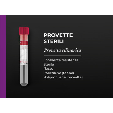 Provetta 16x100 mm cilindrica sterile in PP tappo rosso+et - Conf.800 pz.